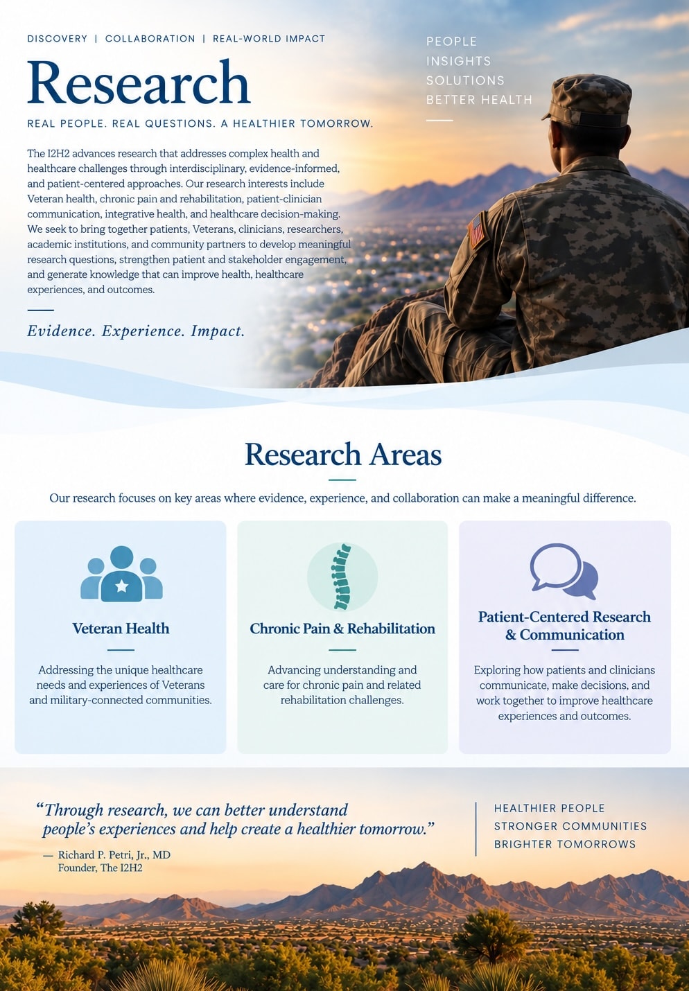 U.S. Army Veteran representing the human dimension of research